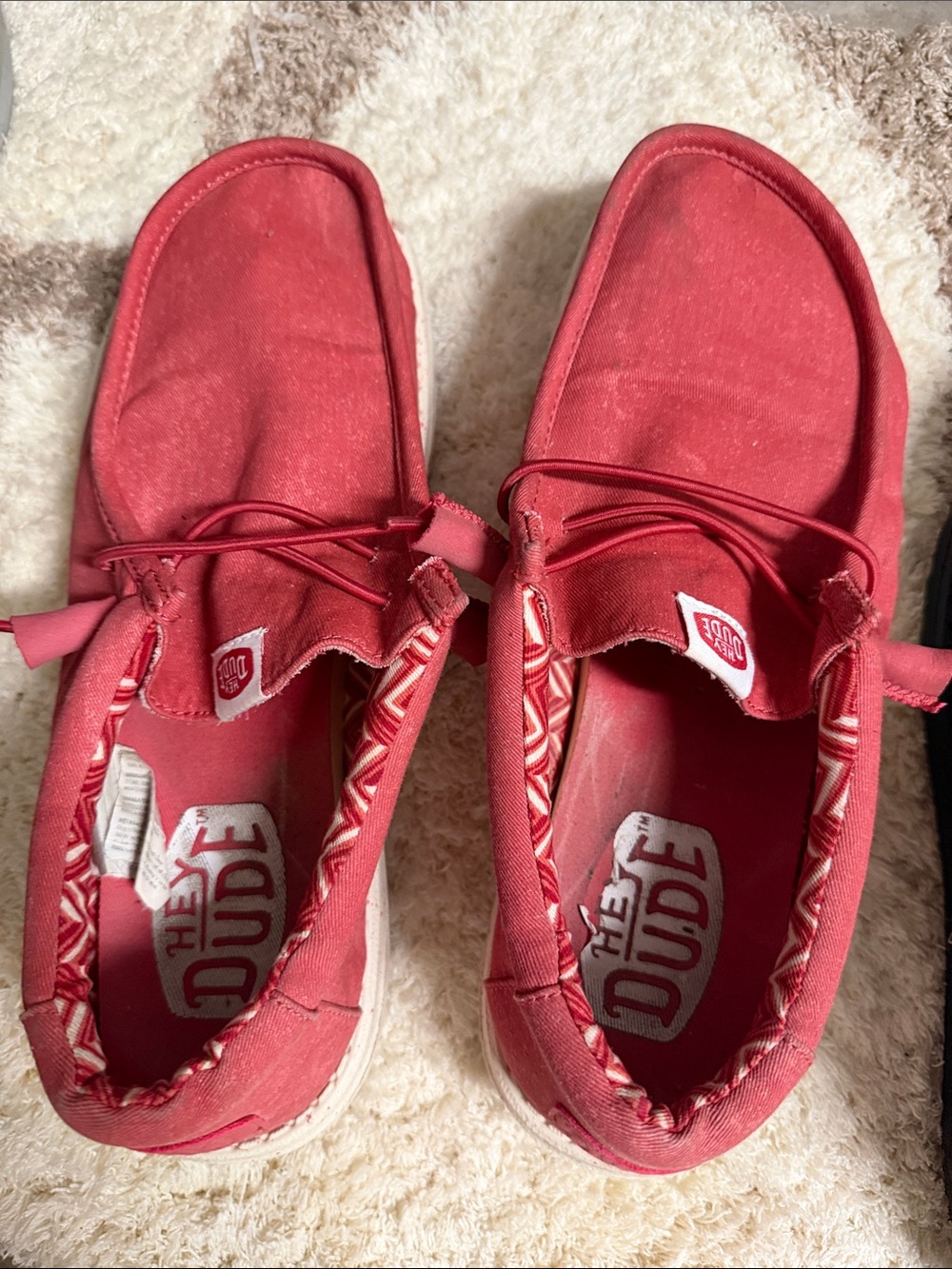 Hey Dude Kids Red Canvas Slip-On Sneakers with Elastic Laces